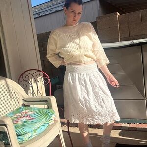 White Eyelet Midi Skirt